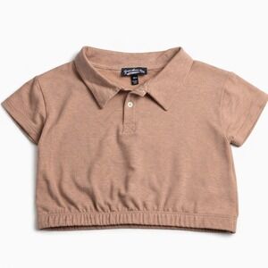 Freshman 1996  Nordstrom Girls Peach Heathered Cropped Polo Shirt Size S 7